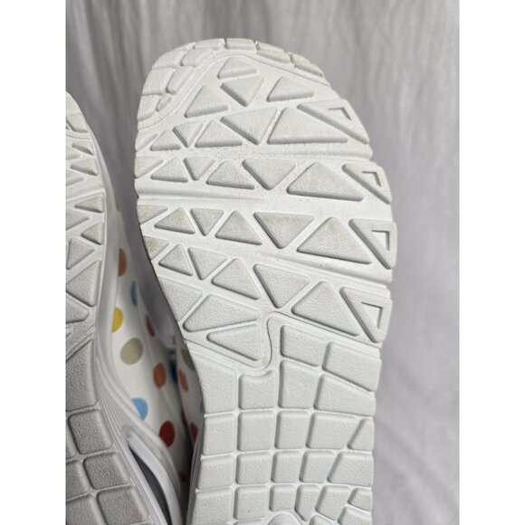 Womens SKECHERS STREET UNO-SPOTTED AIR White Multi Dot LEATHER Shoes 6 - Picture 11 of 16